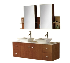 FontanaShowers Contemporary Double Vanity Set with Deck Mount Ceramic Sink 